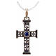 Pendant Romanesque cross, sterling silver, stone, silver finish s4