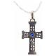 Pendant Romanesque cross, sterling silver, stone, silver finish s6