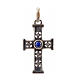 Pendant Romanesque cross, sterling silver, stone, silver finish s1