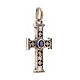 Pendant Romanesque cross, sterling silver, stone, silver finish s2