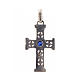 Pendant Romanesque cross, sterling silver, stone, silver finish s3
