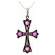 Pendant cross in sterling silver with red stones s4