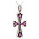 Pendant cross in sterling silver with red stones s5