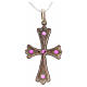 Pendant cross in sterling silver with red stones s6
