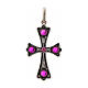 Pendant cross in sterling silver with red stones s1