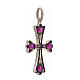 Pendant cross in sterling silver with red stones s2