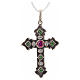 Pendant cross in sterling silver with red and green stones s4