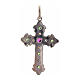 Pendant cross in sterling silver with red and green stones s3
