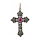 Croix en argent 925 et pierres rouges et vertes s1