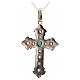 Pendant cross, sterling silver with rhinestones and green stone s6