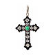 Pendant cross, sterling silver with rhinestones and green stone s1