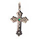 Pendant cross, sterling silver with rhinestones and green stone s3