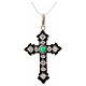 Pendant cross, sterling silver with rhinestones and green stone s4