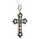 Pendant cross, sterling silver with rhinestones and green stone s5