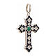 Pendant cross, sterling silver with rhinestones and green stone s2