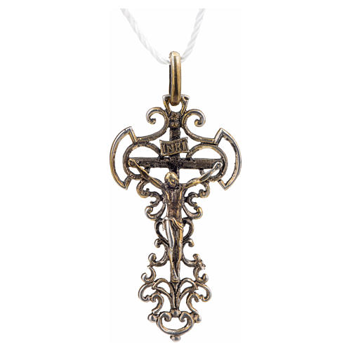 Croce con decorazioni argento 925 bronzato 4