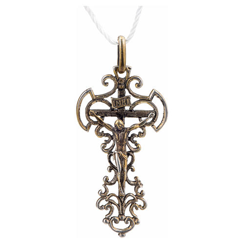 Pendant cross in sterling silver, decorated with bronze finish 4