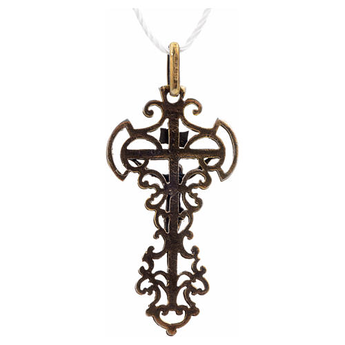 Pendant cross in sterling silver, decorated with bronze finish 6
