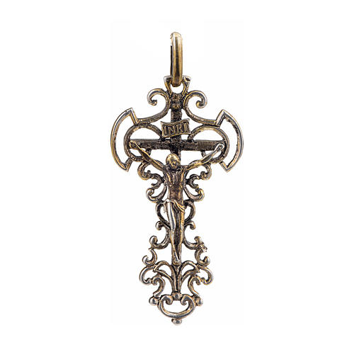 Pendant cross in sterling silver, decorated with bronze finish 1