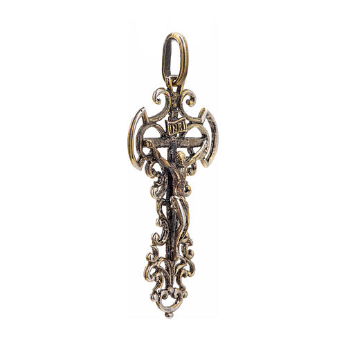 Pendant cross in sterling silver, decorated with bronze finish 2