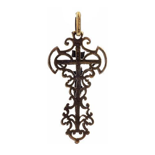 Pendant cross in sterling silver, decorated with bronze finish 3