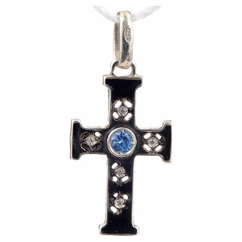 Romanisches Kreuz mit Stein Silber 925, mit oxidiertem Finish 1