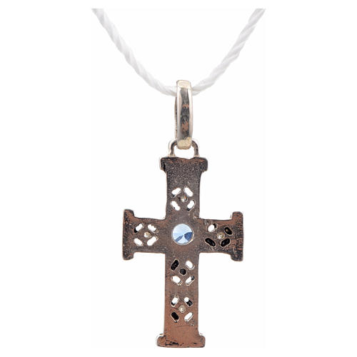 Cruz românica com pedra em prata 925 oxidada 3