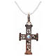 Pendant Romanesque cross, sterling silver, stone, oxidised finis s3