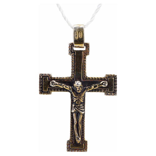 Pendant classic cross in sterling silver, bronze finish 1