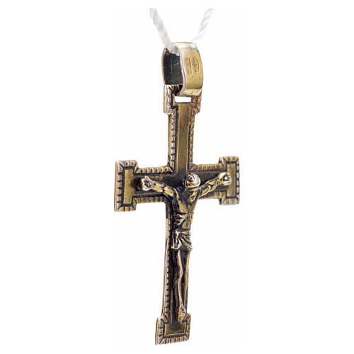 Pendant classic cross in sterling silver, bronze finish 2