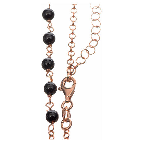 Silver necklace with Tau cross and black pearls, MATER jewels 3