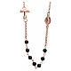 Silver necklace with Tau cross and black pearls, MATER jewels s1