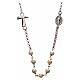 Silver necklace with Tau cross and white pearls, MATER jewels s1