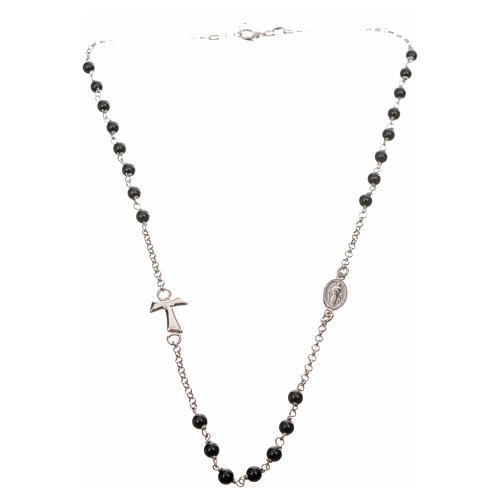 Silver necklace with Tau cross and freshwater pearls, MATER jewe 4