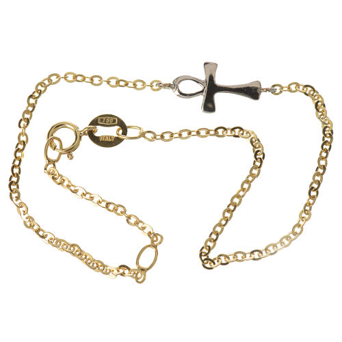 Bracelet bicolore avec  croix de la vie or 750/00 - 0,88 g 2
