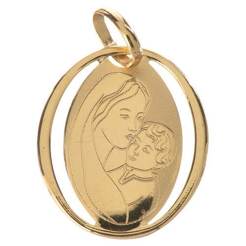 Vigin Mary and baby jesus oval pendant in 18k gold 0,73 grams 1