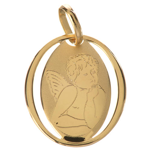 Pingente oval com anjo de Raffaello em ouro 750/00 0,66 gr 1