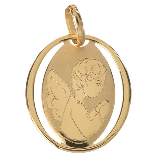 Pingente oval com anjo a rezar em ouro 750/00 0,72 gr 1