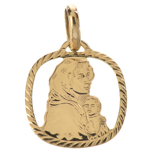 Virgin Mary with baby Jesus pendant in 18k gold 1,28 1