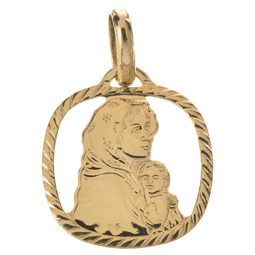 Médaille Vierge à l'enfant or 18k, 1,28g 1