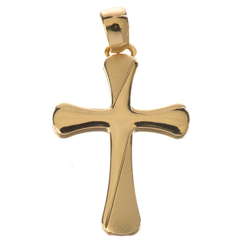 Cross pendant in 18k gold, satin and polished finish 1,57 grams 1