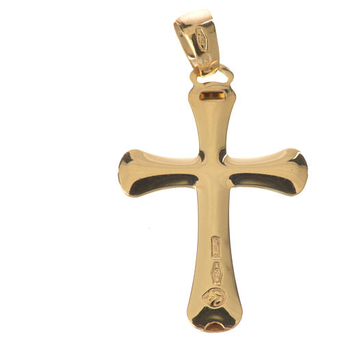 Cross pendant in 18k gold, satin and polished finish 1,57 grams 2