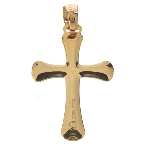 Cross pendant in 18k gold with rounded edges, 1,47 grams 2