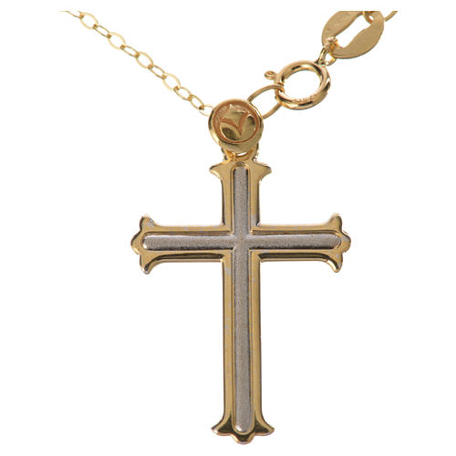 Cross pendant and chain in 18k bi-coloured gold 2,02 grams 1