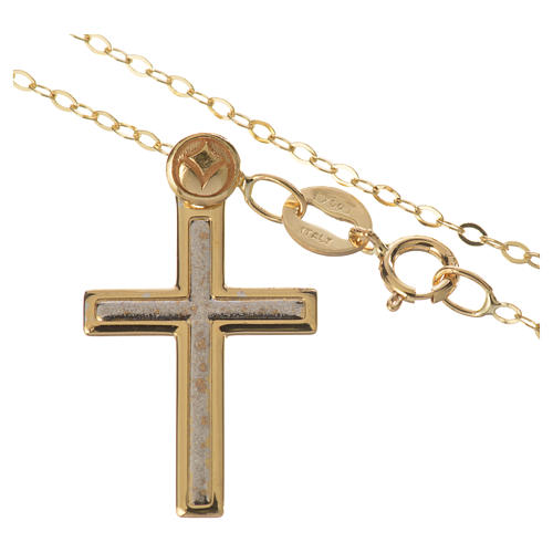 Croix bicolore avec collier en or 750/00 - 1,74 g 2