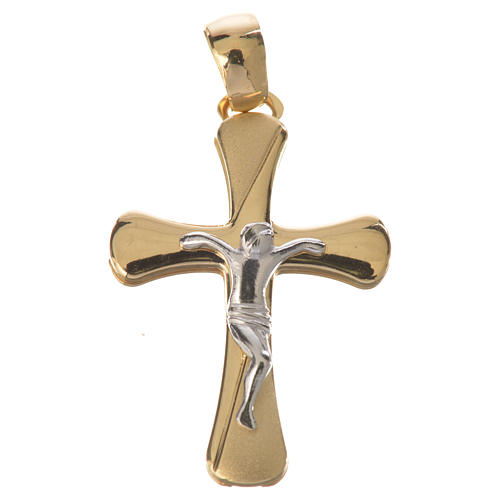 Crucifix pendant in 18k bi-coloured gold 2,04 grams 1