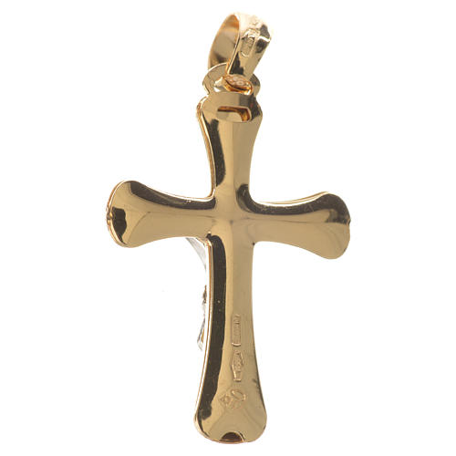 Crucifix pendant in 18k bi-coloured gold 2,04 grams 2