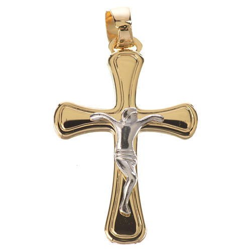 Crucifix or jaune et corps en or blanc 750/00 - 1,88 g 1