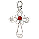 Pendant cross in 800 silver filigree with coral s1