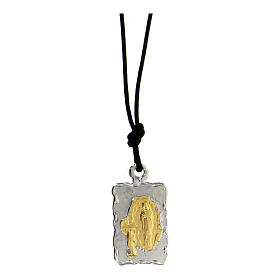 Pendant bi-coloured Medal Our Lady of Lourdes, 800 silver